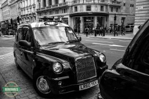 Black cab parked in London